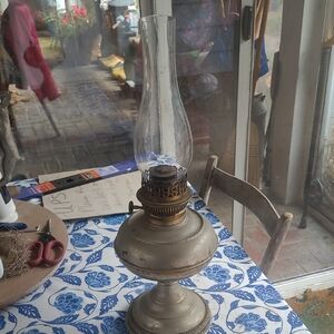 Vintage Silver Rayo Oil Lamp With Rayo Shade Rayo On Shade